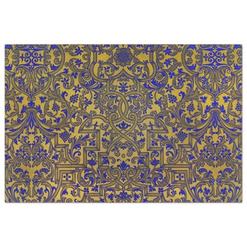 Ornate blue and gold decoupage paper
