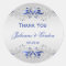 Ornate Blue and Silver Swirls Round Wedding Favor