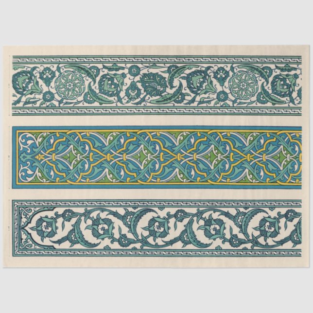 Ornate Blue Borders  Tissue Paper (Front)