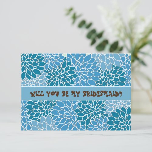 Ornate Blue Dahlia Floral Art Note Card