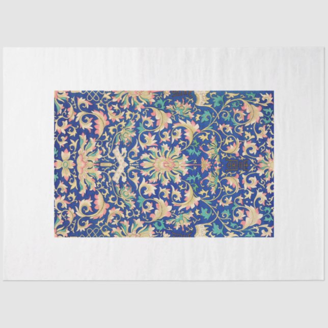 Ornate blue damask wallpaper tissue tissue paper (Front)