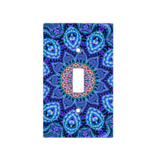 Ornate Wall Plates Light Switch Covers Zazzle Ornate Blue Flower Vibrations Kaleidoscope Art Light Switch Cover