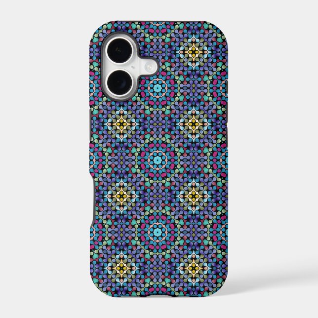 Ornate Blue Geometric Mosaic Style Pattern Case-Mate iPhone Case (Back)