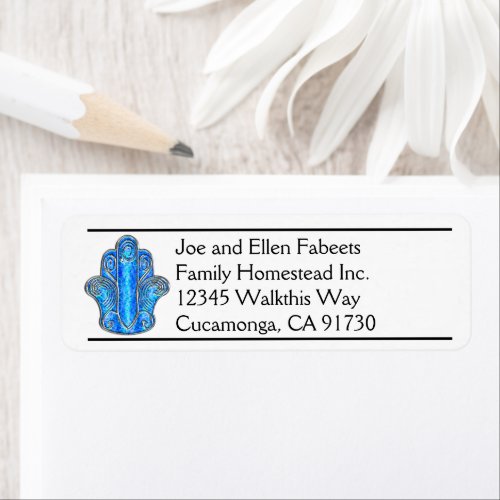 Ornate Blue Hamsa Return Address Labels