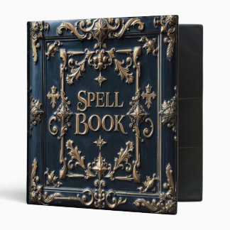 Ornate Blue Leather Spell Book 3 Ring Binder