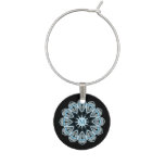 Ornate Blue Monogram Mandala Wine Charm