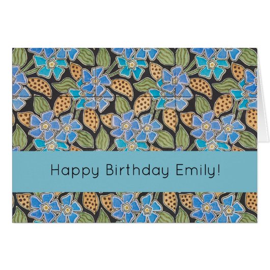 Ornate Blue Periwinkle Floral Classic Art Nouveau (Front Horizontal)
