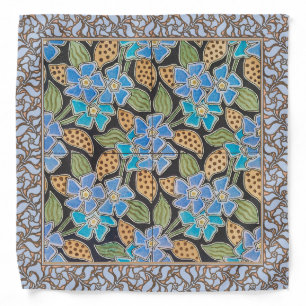 Ornate Blue Periwinkle Floral Classic Art Nouveau Bandana