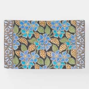 Ornate Blue Periwinkle Floral Classic Art Nouveau Banner