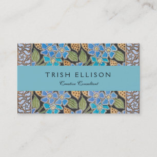 Ornate Blue Periwinkle Floral Classic Art Nouveau Business Card