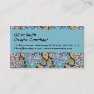 Ornate Blue Periwinkle Floral Classic Art Nouveau Business Card