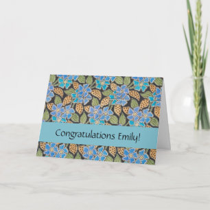 Ornate Blue Periwinkle Floral Classic Art Nouveau Card
