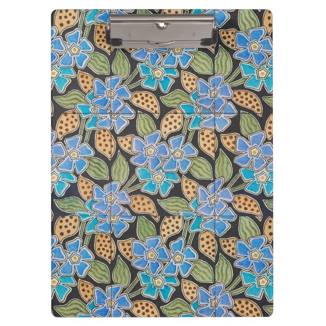 Ornate Blue Periwinkle Floral Classic Art Nouveau Clipboard (Front)
