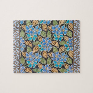 Ornate Blue Periwinkle Floral Classic Art Nouveau Jigsaw Puzzle