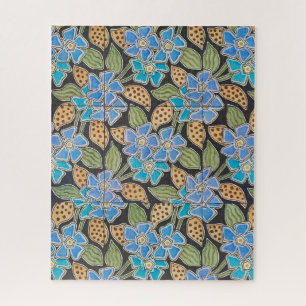 Ornate Blue Periwinkle Floral Classic Art Nouveau Jigsaw Puzzle