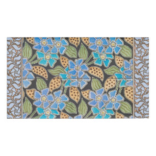 Ornate Blue Periwinkle Floral Classic Art Nouveau Name Tag