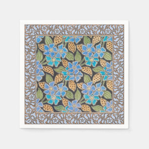 Ornate Blue Periwinkle Floral Classic Art Nouveau Napkins