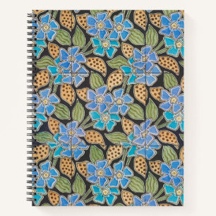 Ornate Blue Periwinkle Floral Classic Art Nouveau Notebook
