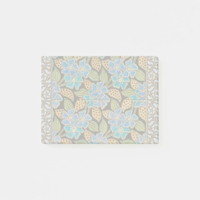 Ornate Blue Periwinkle Floral Classic Art Nouveau Post-it Notes (Front)