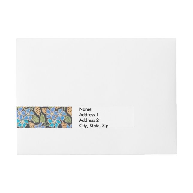 Ornate Blue Periwinkle Floral Classic Art Nouveau Wrap Around Address Label (Front)