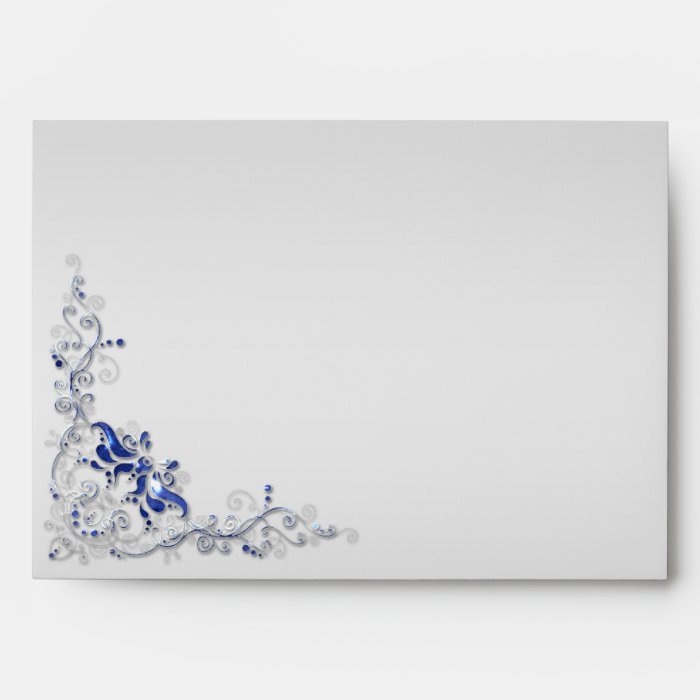 Ornate Blue Silver Swirls 5x7 Envelope