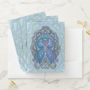 Ornate Blue & Teal Mandala Design Pocket Folder