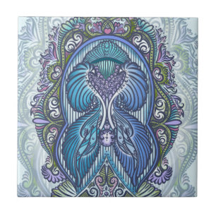 Ornate Blue & Teal Mandala Design Tile