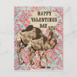 Ornate Boho Camels Valentines Day Postcard