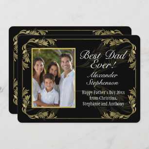 Ornate Border Best Dad Ever Fathers Day 3 Photo Card