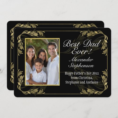 Ornate Border Best Dad Ever Fathers Day 3 Photo Card