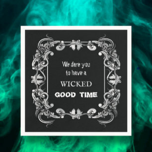 Ornate Border Black Halloween Napkins