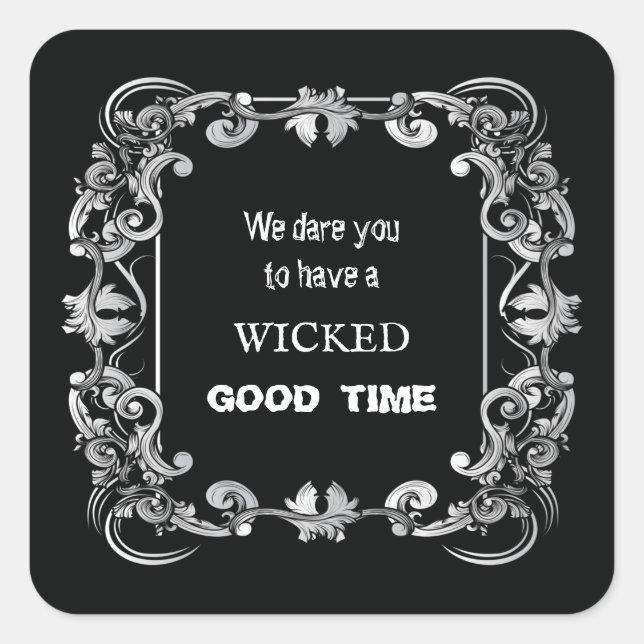 Ornate Border Black Halloween Small Square Sticker (Front)