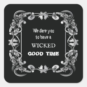 Ornate Border Black Halloween Small Square Sticker