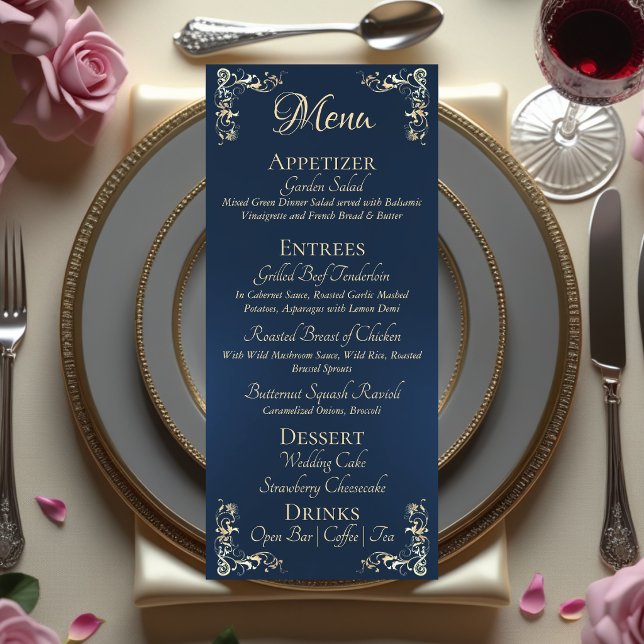 Ornate Border & Heart Monogram - Blue Menu (Creator Uploaded)