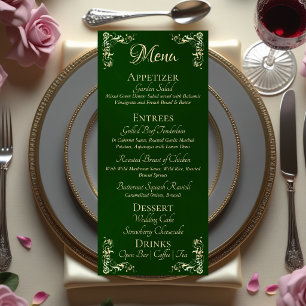 Ornate Border & Heart Monogram - Emerald Menu