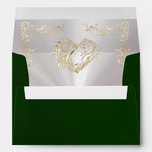 Ornate Borders & Heart Envelope - Emerald (Back (Bottom))