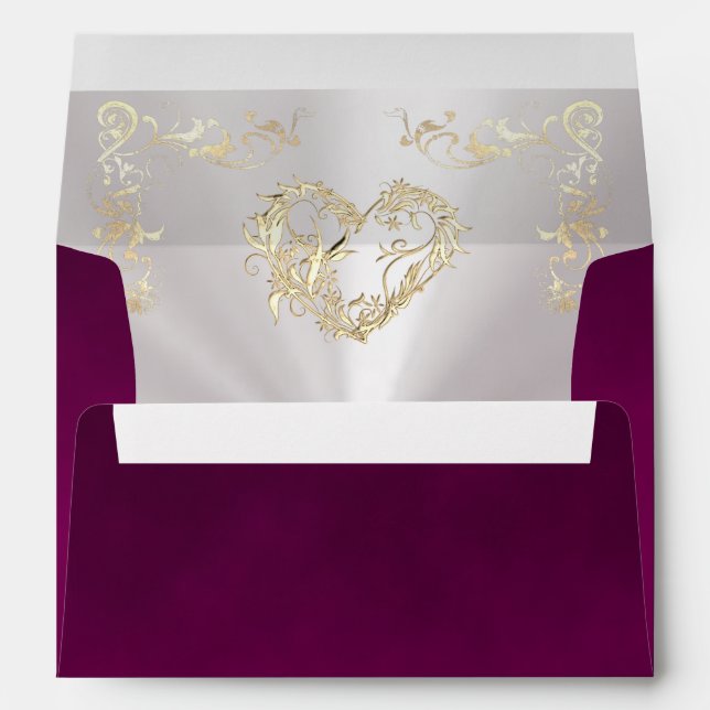 Ornate Borders & Heart Envelope - Plum (Back (Bottom))