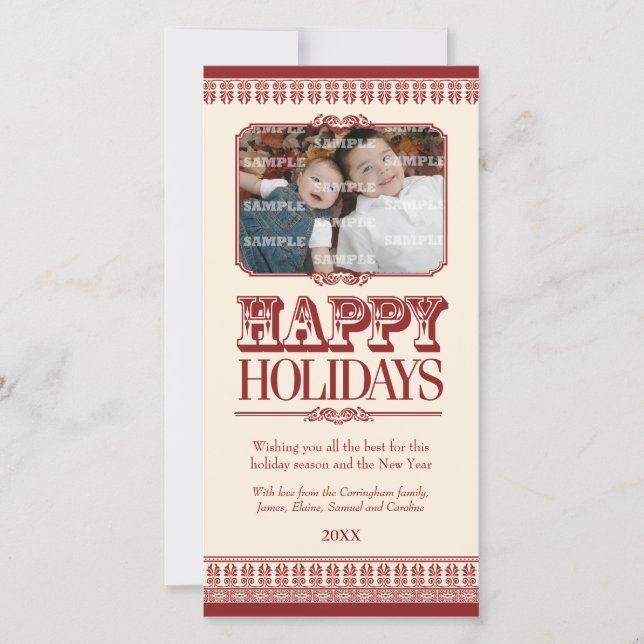 Ornate Borders Holiday Photo Card (Front)