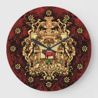 Ornate Borgia Coat Of Arms Large Clock | Zazzle