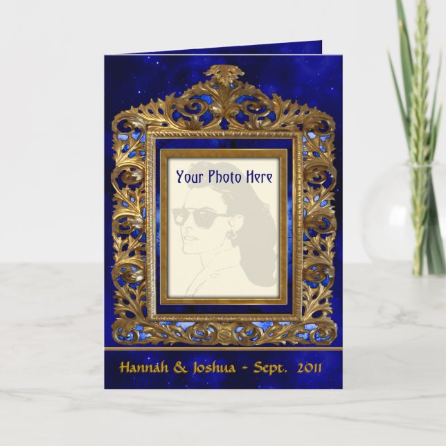 Ornate Brass Frame (Personalized Photo Card) Card (Front)