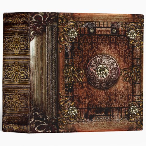 Ornate Brown Faux Leather Medieval Ancient Tome 3 Ring Binder