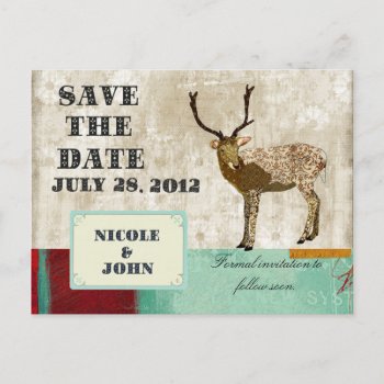 Ornate Buck Save The Date  Vintage Postcard by Greyszoo at Zazzle