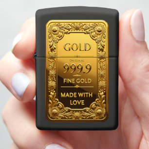 Ornate Bullion Fine Gold Bar Zippo Lighter