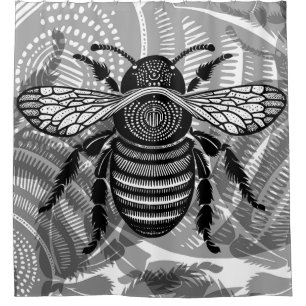 Ornate Bumble Bee Shower Curtain