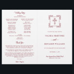 Ornate Burgundy Catholic Wedding Mass Program<br><div class="desc">This Catholic wedding program booklet contains sample text for a ceremony with a full mass. It features a beautiful, ornate, Christian cross on the cover and your information written in a classic serif font with stylish accents of calligraphy script. The neutral, minimalist, burgundy and white, typography design provides you with...</div>