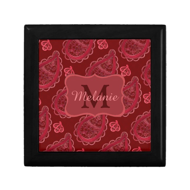 Ornate Burgundy Paisley Pattern Gift Box (Front)
