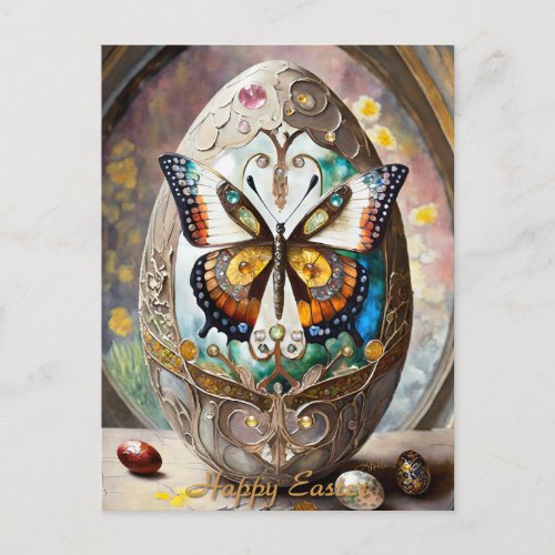 Ornate Butterfly Easter Egg Postcard