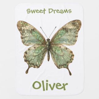 Ornate Butterfly with Leaf Pattern Wings Baby Blanket
