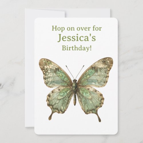 Ornate Butterfly with Leaf Pattern Wings Card