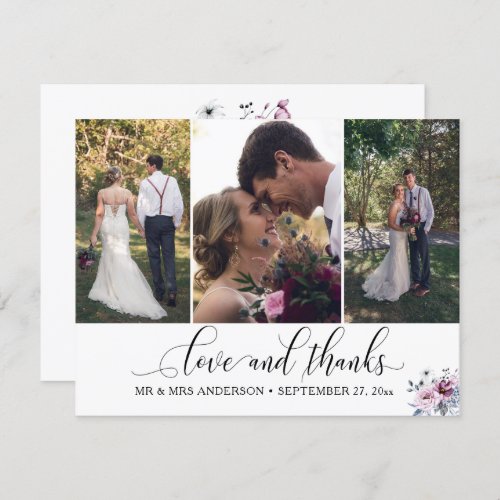 Ornate Calligraphy Thank You 3_Photo Wedding Card